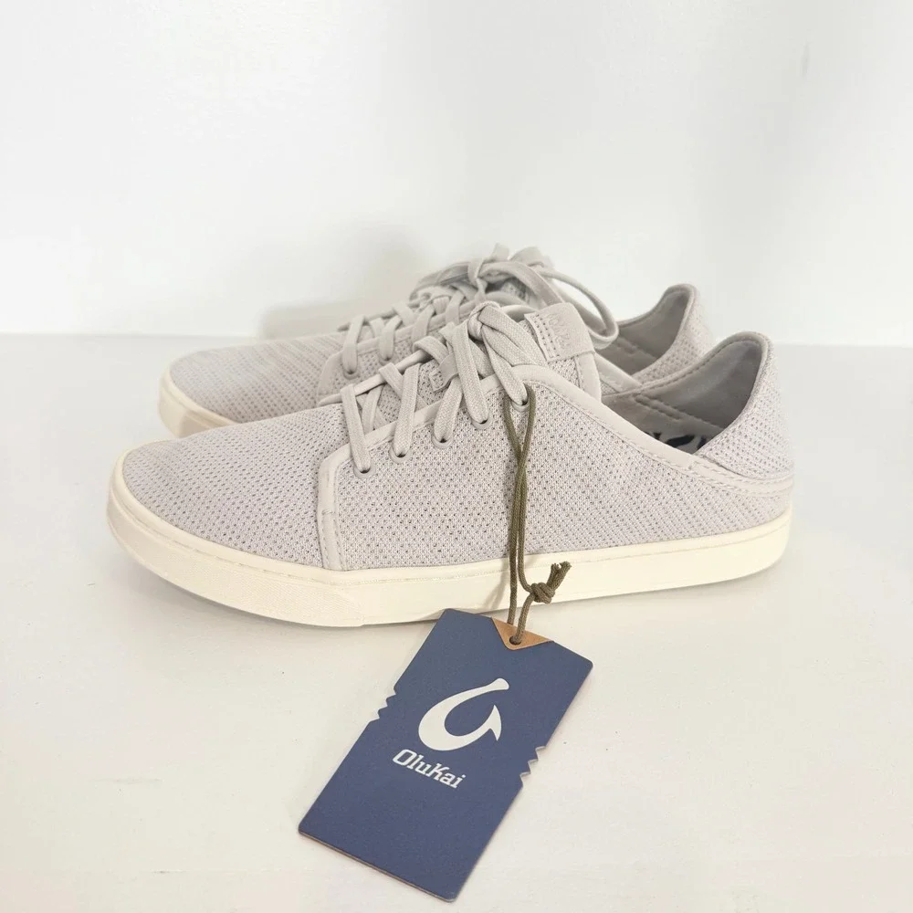 OluKai Pehuea Li Sneakers Womens 8 Mist Grey New Mesh Walking Casual Drop In